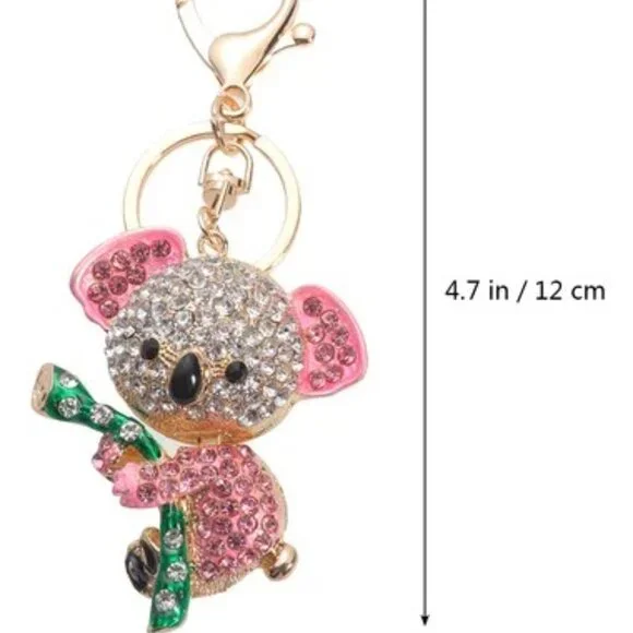 💕Crystal Koala Bear Rhinestone Gold Keychain Bag Charm Purse Accessory - Picture 5 of 5
